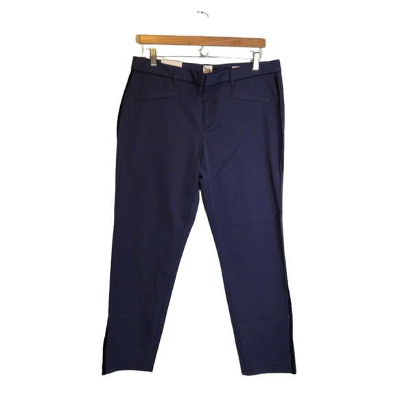 NWT Gap Skinny Ankle Navy Velvet Trim Split Ankle Pants - Picture 3 of 14